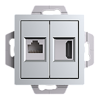 Розетка двойная HDMI+RJ45, кат.5Е, цвет Алюминий (Schneider Electric ATLAS DESIGN)