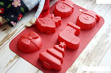 Форма силиконовая для льда и шоколада "Новый год",  6 ячеек