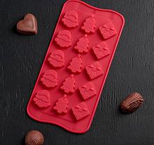 Форма силиконовая для льда и шоколада "Новый год",  15 ячеек