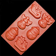 Форма силиконовая для льда и шоколада "Олени",  6 ячеек новый год