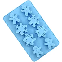 Форма силиконовая для льда и шоколада "Снежинки и человечки", 6 ячеек