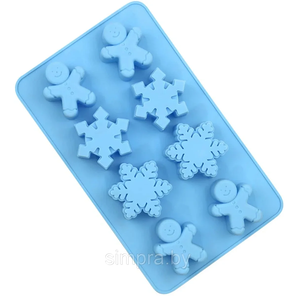 Форма силиконовая для льда и шоколада "Снежинки и человечки", 6 ячеек - фото 1 - id-p219482678
