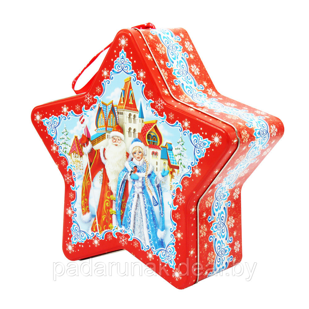 Звезда жестебанка, новогодняя упаковка для конфет, вместимость 1500г - фото 1 - id-p219495386