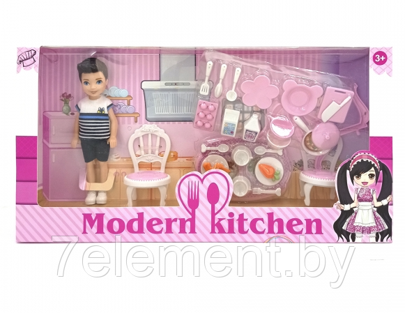 Детская кукла пупс с кухней Modern kitchen 211-D, интерактивный детский игровой набор кукол для девочек - фото 5 - id-p218603611