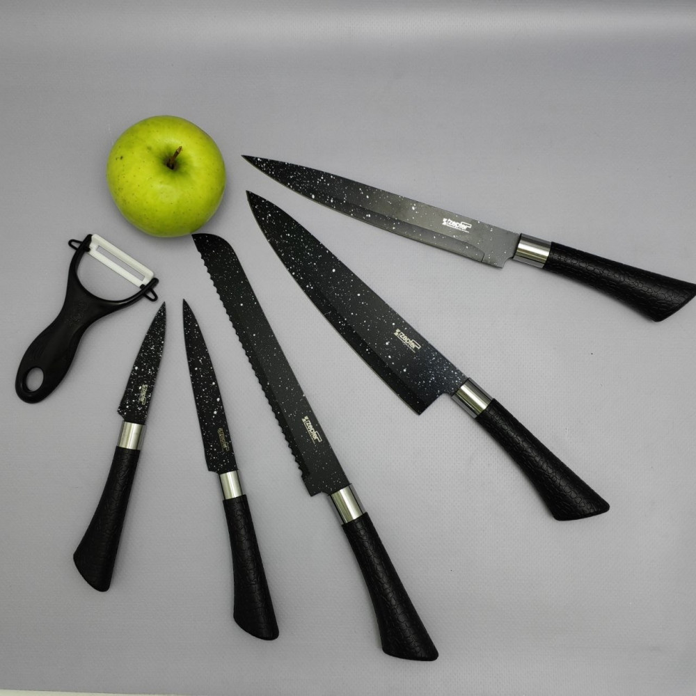 Набор кухонных ножей из нержавеющей стали 6 предметов Zeptef/ Подарочная упаковка - фото 2 - id-p219495607