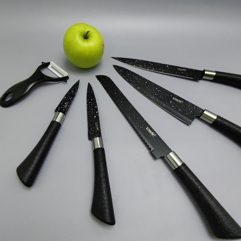 Набор кухонных ножей из нержавеющей стали 6 предметов Zeptef/ Подарочная упаковка - фото 7 - id-p219495607