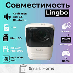 Проектор портативный LINGBO T6 Max (Wi-Fi + Bluetooth) 1080p