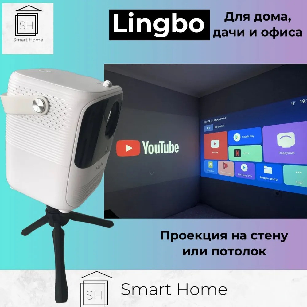 Проектор портативный LINGBO T6 Max (Wi-Fi + Bluetooth) 1080p - фото 7 - id-p219495762