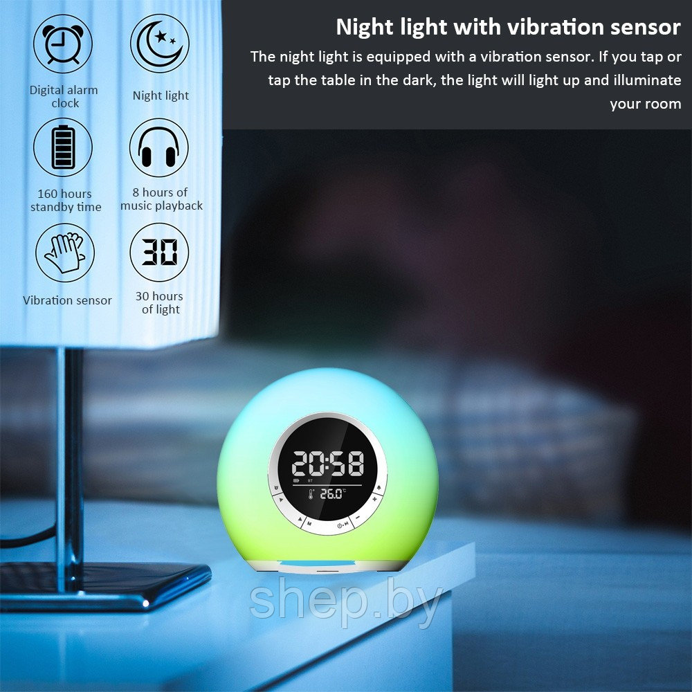 Портативная Bluetooth колонка-ночник с часами Mini Hi-Fi Speaker P11 LED- подсветка - фото 6 - id-p219496714