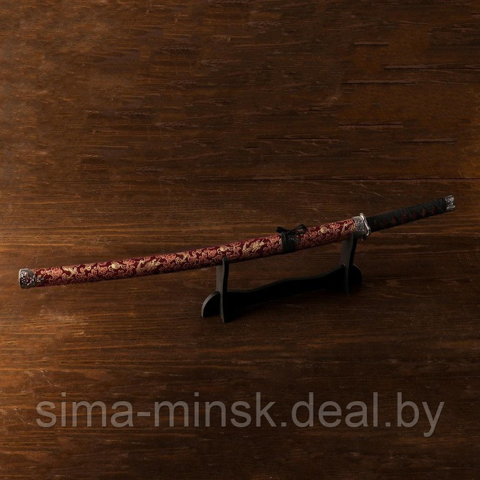 Сувенирное оружие «Катана на подставке», цветочный узор на ножнах, 89см - фото 1 - id-p219496566