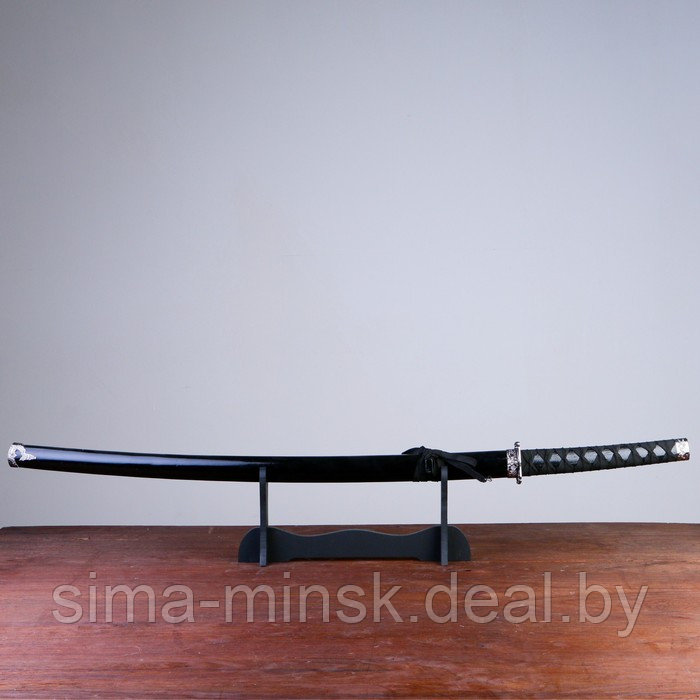 Сувенирное оружие «Катана на подставке», чёрные ножны с разводами, 100 см - фото 1 - id-p219496571