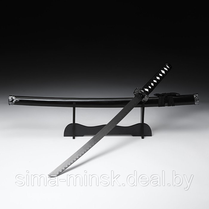 Сувенирное оружие «Катана на подставке», чёрные ножны с разводами, 100 см - фото 9 - id-p219496571