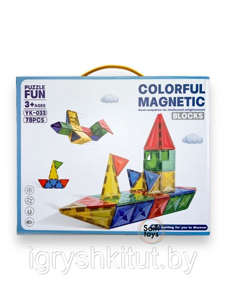 Детский магнитный конструктор Magic Tiles, 78 деталей, игра головоломка для детей - фото 1 - id-p219498885