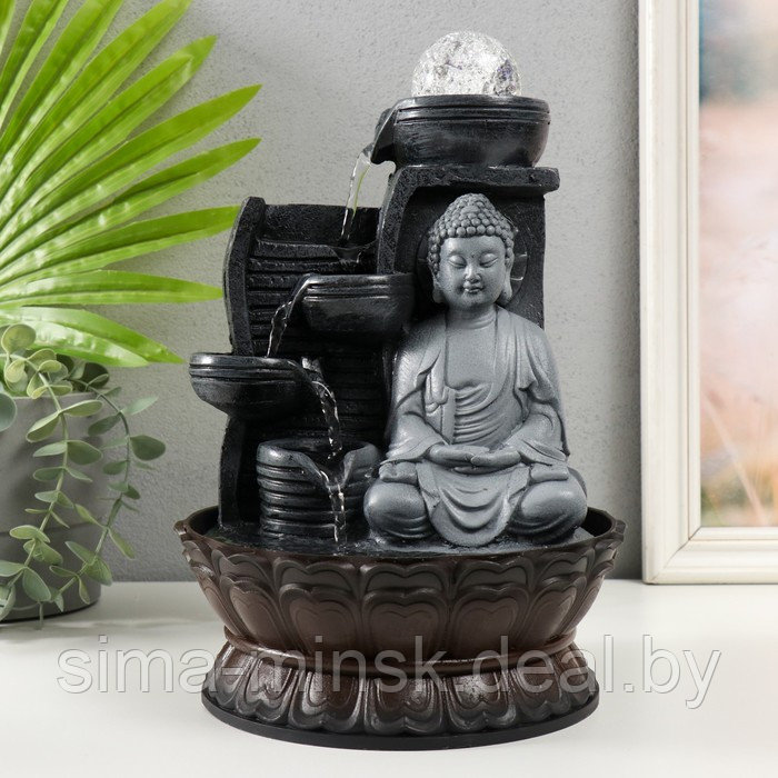 Фонтан настольный от сети, подсветка "Будда в сером у стены" 20х20х30 см - фото 1 - id-p219498011