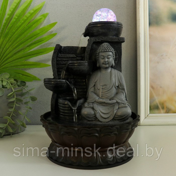 Фонтан настольный от сети, подсветка "Будда в сером у стены" 20х20х30 см - фото 6 - id-p219498011