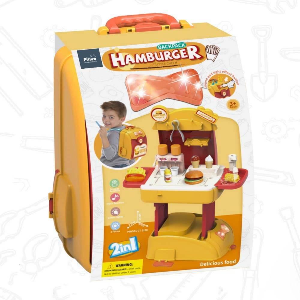 PITUSO Игровой набор Кухня Шефбургер в рюкзаке - фото 3 - id-p219499859