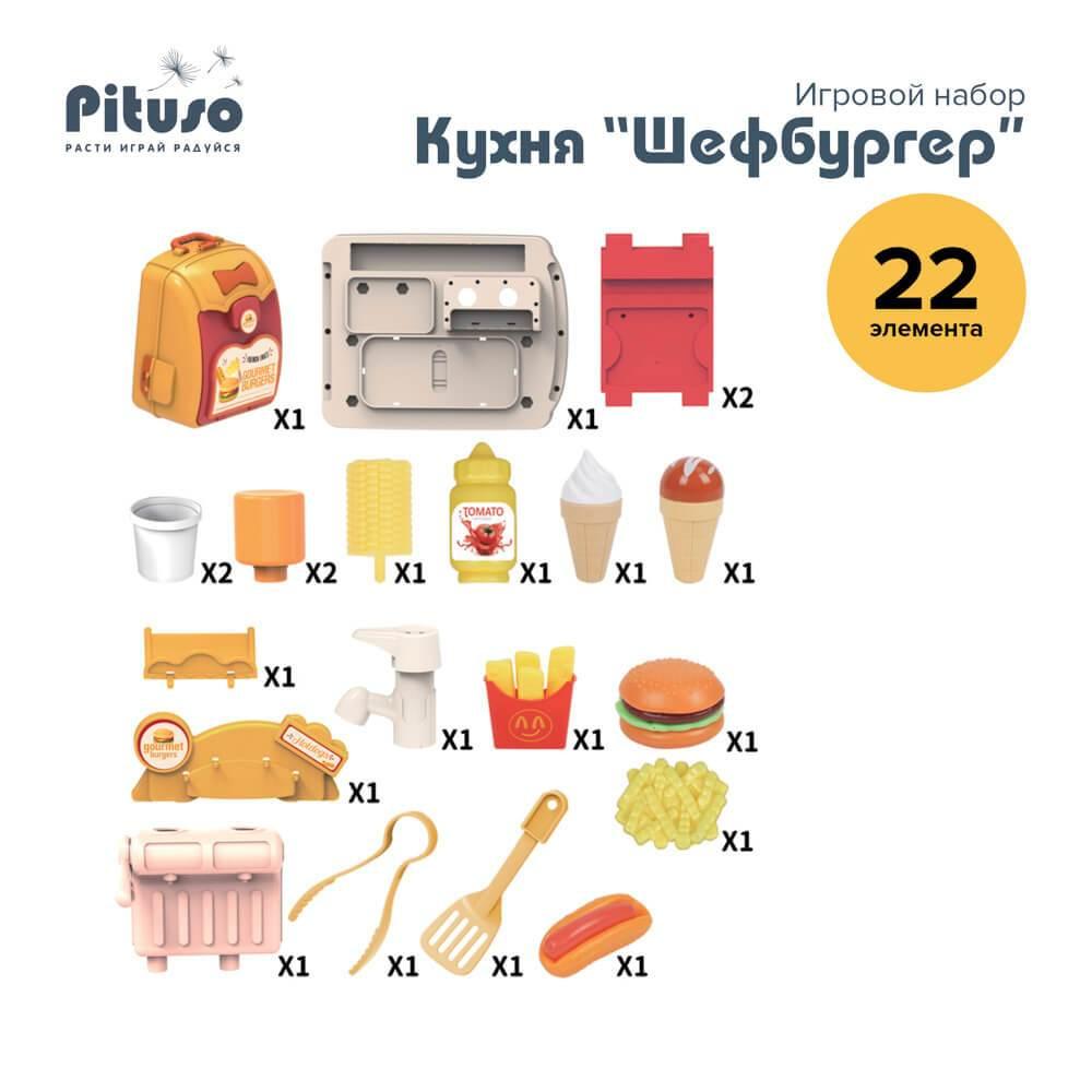 PITUSO Игровой набор Кухня Шефбургер в рюкзаке - фото 5 - id-p219499859