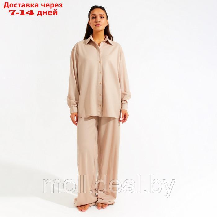 Костюм женский (сорочка, брюки) MINAKU: Home collection цвет бежевый, р-р 52 - фото 6 - id-p219448215