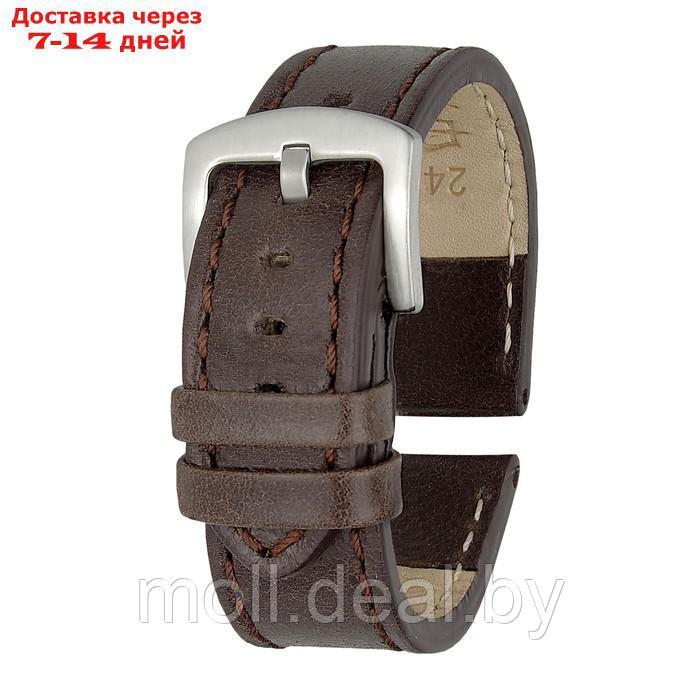 Ремешок для часов, мужской, 24 мм, натуральная кожа, коричневый - фото 4 - id-p219448282