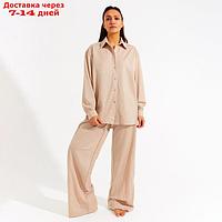 Костюм женский (сорочка, брюки) MINAKU: Home collection цвет бежевый, р-р 46