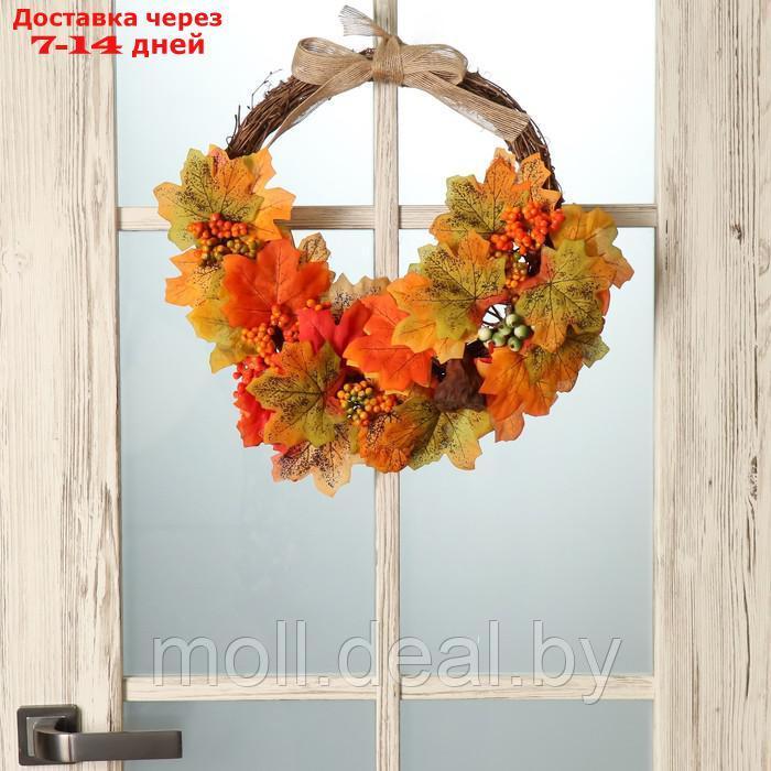 Венок на дверь интерьерный "Осенние листья" 45х3,5х37 см - фото 1 - id-p219448455