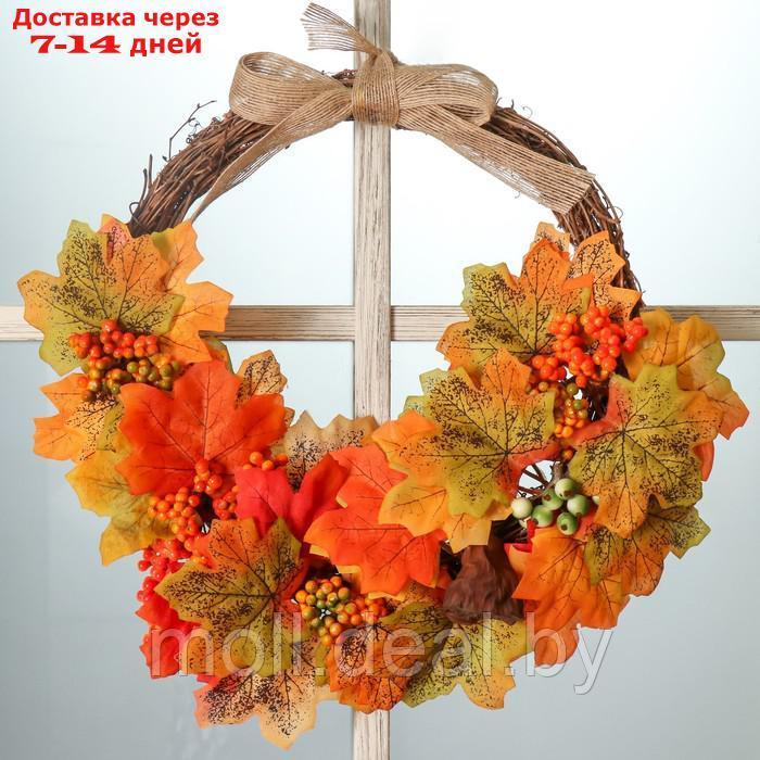 Венок на дверь интерьерный "Осенние листья" 45х3,5х37 см - фото 2 - id-p219448455