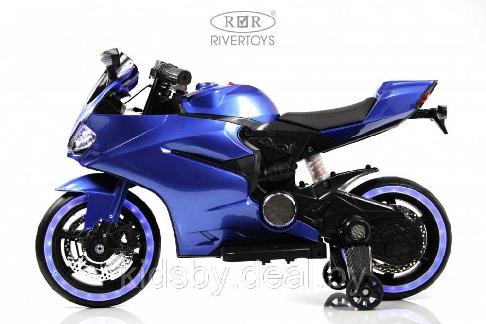 Детский электромотоцикл RiverToys X003XX (синий глянец) - фото 3 - id-p214394880