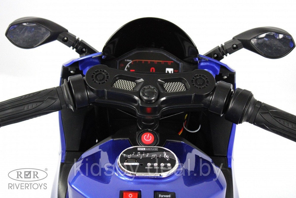 Детский электромотоцикл RiverToys X003XX (синий глянец) - фото 4 - id-p214394880