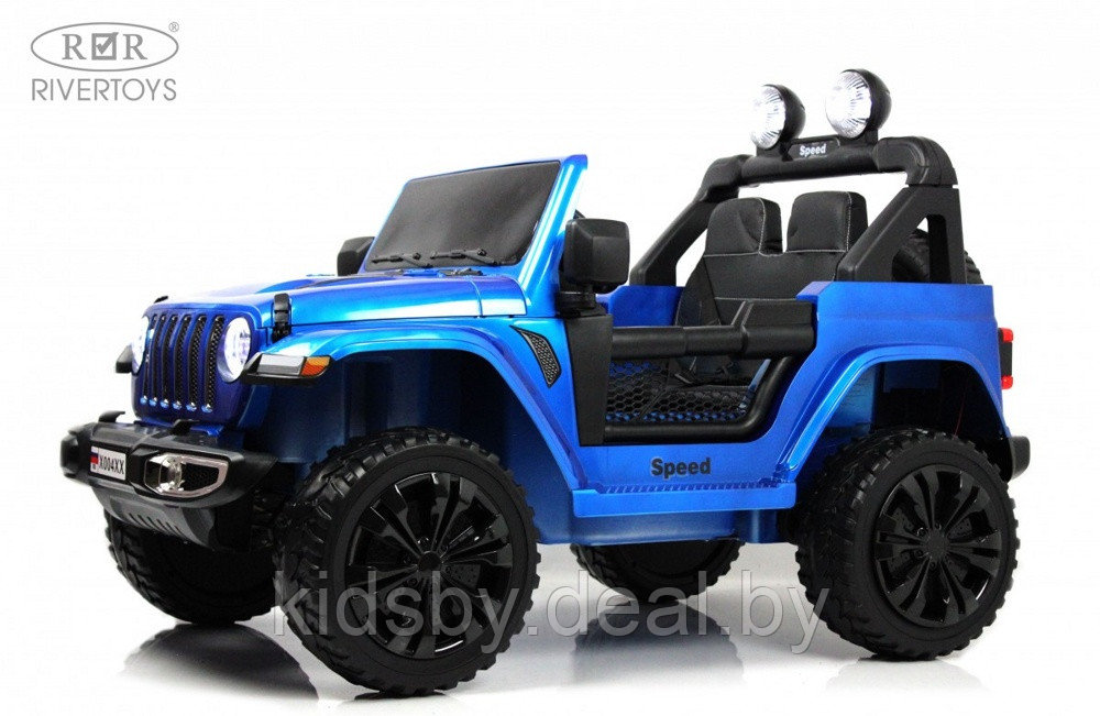 Детский электромобиль RiverToys X004XX (синий глянец) Полноприводный