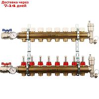 Распределительный коллектор STOUT, латунь с расходомерами 8 выходов