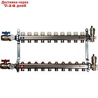 Коллекторная группа STOUT, 1"х3/4", 10 выходов, без расходомеров, нержавеющая сталь