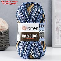 Пряжа "Crazy color" 25% шерсть, 75% акрил 260м/100гр (182 син-голуб-корич-беж)