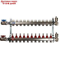 Коллекторная группа STOUT, 1"х3/4", 11 выходов, с расходомерами, нержавеющая сталь