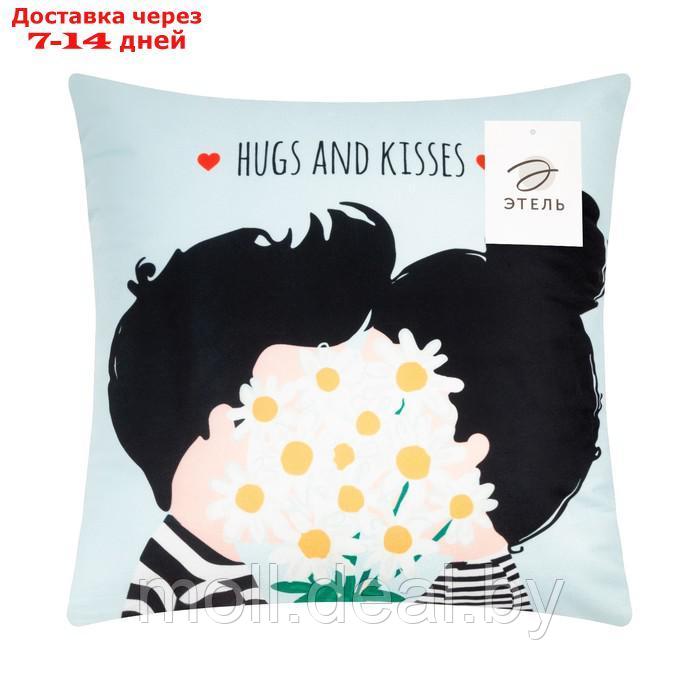 Подушка Этель "Hugs and kisses" 40х40 см, велюр, 100% п/э - фото 5 - id-p219447100