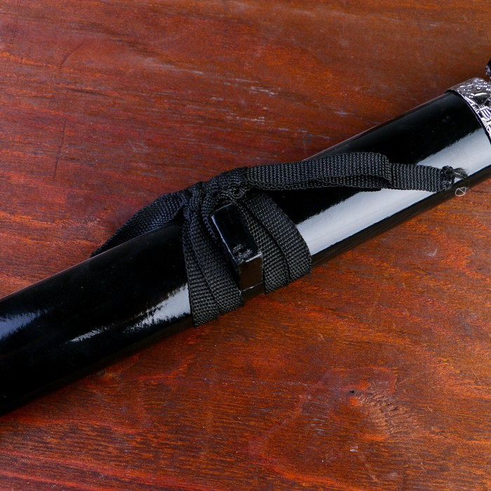Сувенирное оружие «Катана на подставке», чёрные ножны с разводами, 100 см - фото 5 - id-p219501241