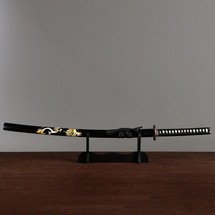 Сувенирное оружие «Катана на подставке», ножны с драконами, 96 см - фото 1 - id-p219501242