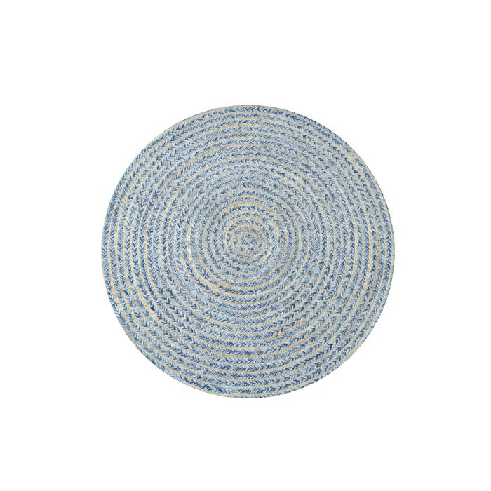 Экоковрик джутовый круглый, размер 80х80 см, цвет синий - фото 1 - id-p219501384
