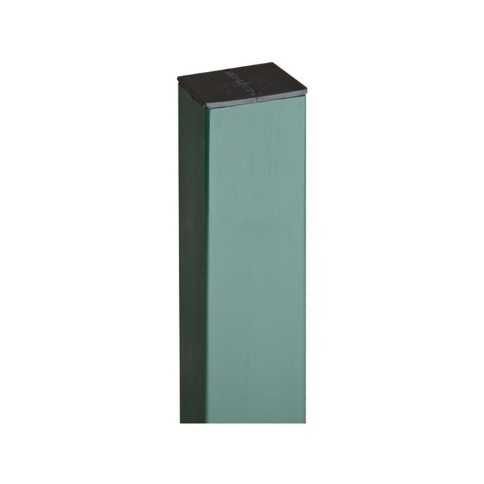 Столб, 62 × 55 мм, толщина 1,4 мм, высота 2,5 м, 5 отверстий, под бетон, с заглушкой, цинк, зелёный - фото 1 - id-p219503214