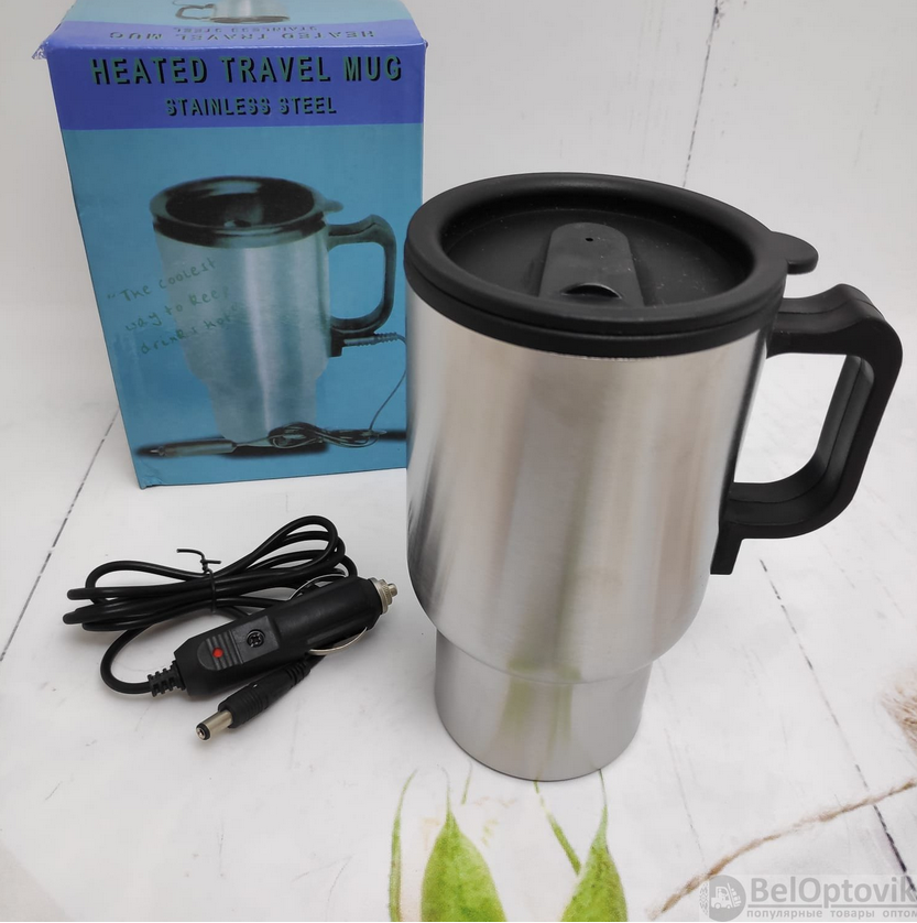 Термокружка с подогревом от прикуривателя авто HEATED TRAVEL MUG STAINLESS STEEL - фото 5 - id-p219502749