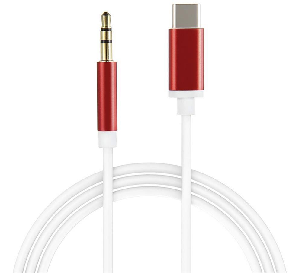 Кабель аудио TypeC - AUX jack 3,5mm, ультрагибкий, белый, красный, GCR-52327 Greenconnect - фото 1 - id-p219503976