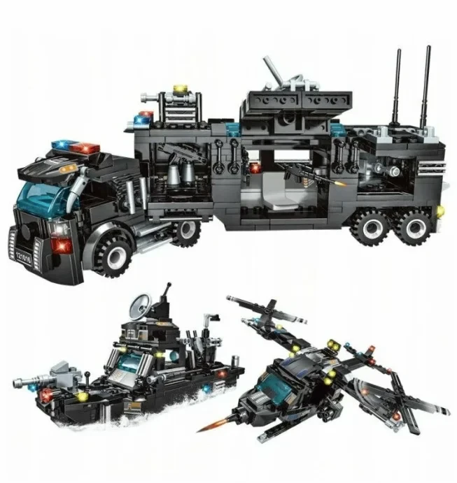Конструктор 6750 Полицейский фургон, корабль, истребитель (Команда спецназа) 716 деталей , аналог LEGO (Лего) - фото 5 - id-p219509007