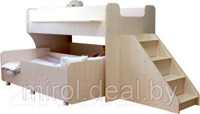 Двухъярусная кровать детская Капризун 12 Р444-2 с лестницей и ящиками - фото 1 - id-p219509550