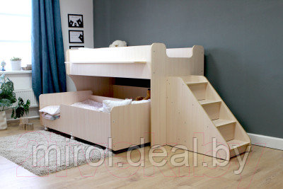 Двухъярусная кровать детская Капризун 12 Р444-2 с лестницей и ящиками - фото 2 - id-p219509550
