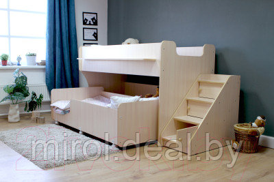 Двухъярусная кровать детская Капризун 12 Р444-2 с лестницей и ящиками - фото 9 - id-p219509550