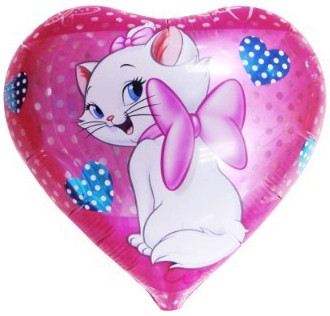 Шар фольгированный (18"/46 см) Сердце, Кошка с бантиком (арт.13250) - фото 1 - id-p219510744