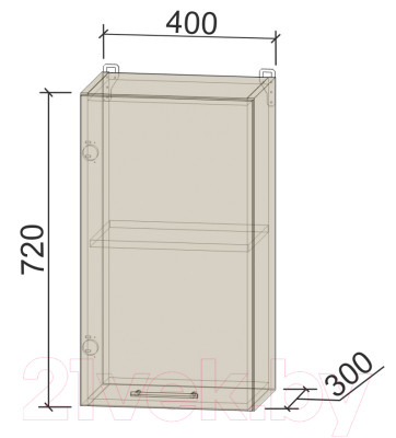 Шкаф навесной для кухни Интерлиния Компо ВШ40-720-1дв - фото 3 - id-p219510718