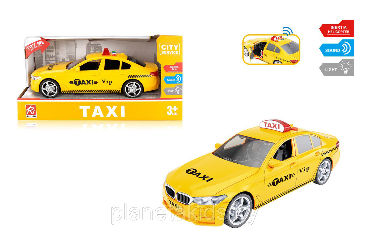 Инерционная машинка Такси игрушечная детская машина, арт. RJ3371 (свет и звук) - фото 1 - id-p219511681