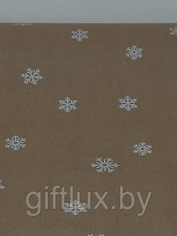 Бумага  Крафт с печатью Снежинки 60 см *10 м , 70 гр, фото 2