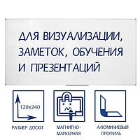 Доска магнитно-маркерная 120х240 см, Calligrata СТАНДАРТ, в алюминиевой рамке, с полочкой