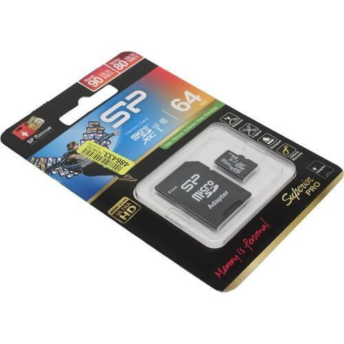 Карта памяти Silicon Power SP064GBSTXDU3V10SP microSDXC Memory Card 64Gb UHS-I U3 + microSD-- SD Adapter - фото 1 - id-p219505904